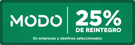 25% de reintegro con MODO - exclusivo en la Web